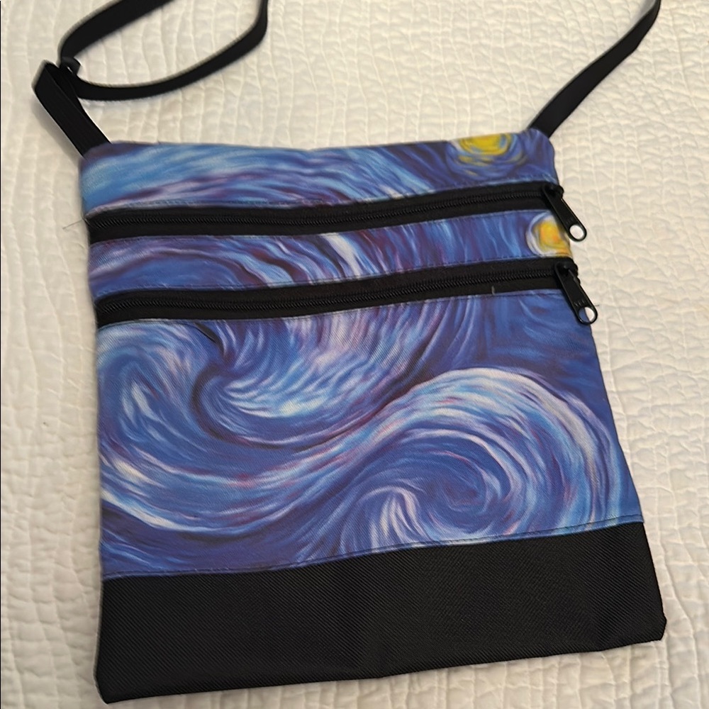 Starry Night Van Gogh Style Blue Swirl Crossbody Bag